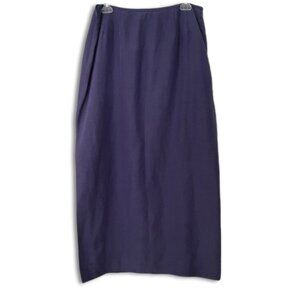 KASPER Linen Silk Minimalist Classic Long Maxi Skirt Side Slit Purple Blue Sz 12